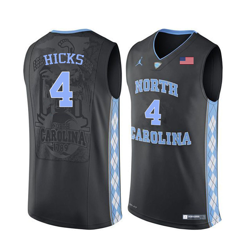 Men North Carolina Tar Heels #4 Isaiah Hicks College Basketball Jerseys Sale-Black